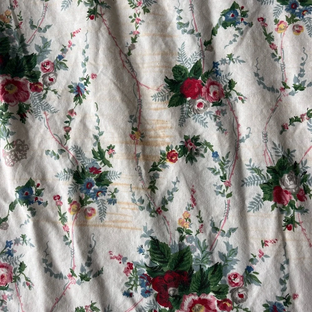Ralph Lauren vintage Blaine Elaine floral flat sheet with ruffles size full